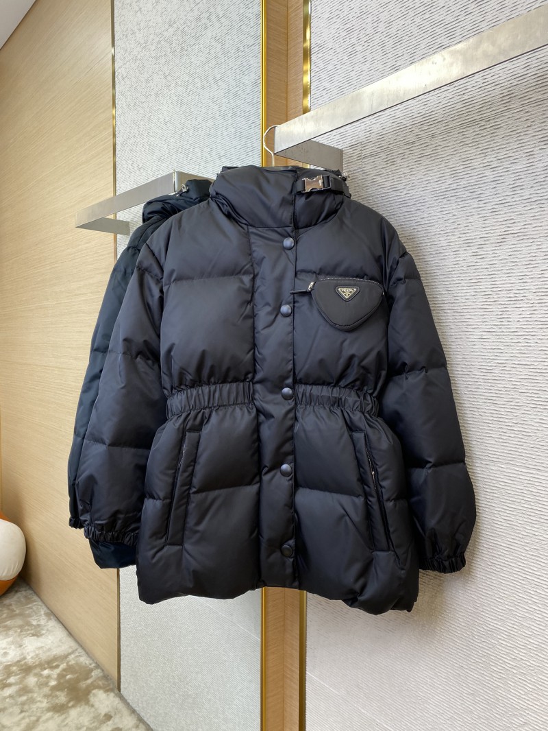 Prada Mid-Length Waisted Triangle Label Down Jacket 4