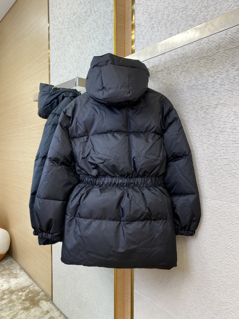 Prada Mid-Length Waisted Triangle Label Down Jacket 5