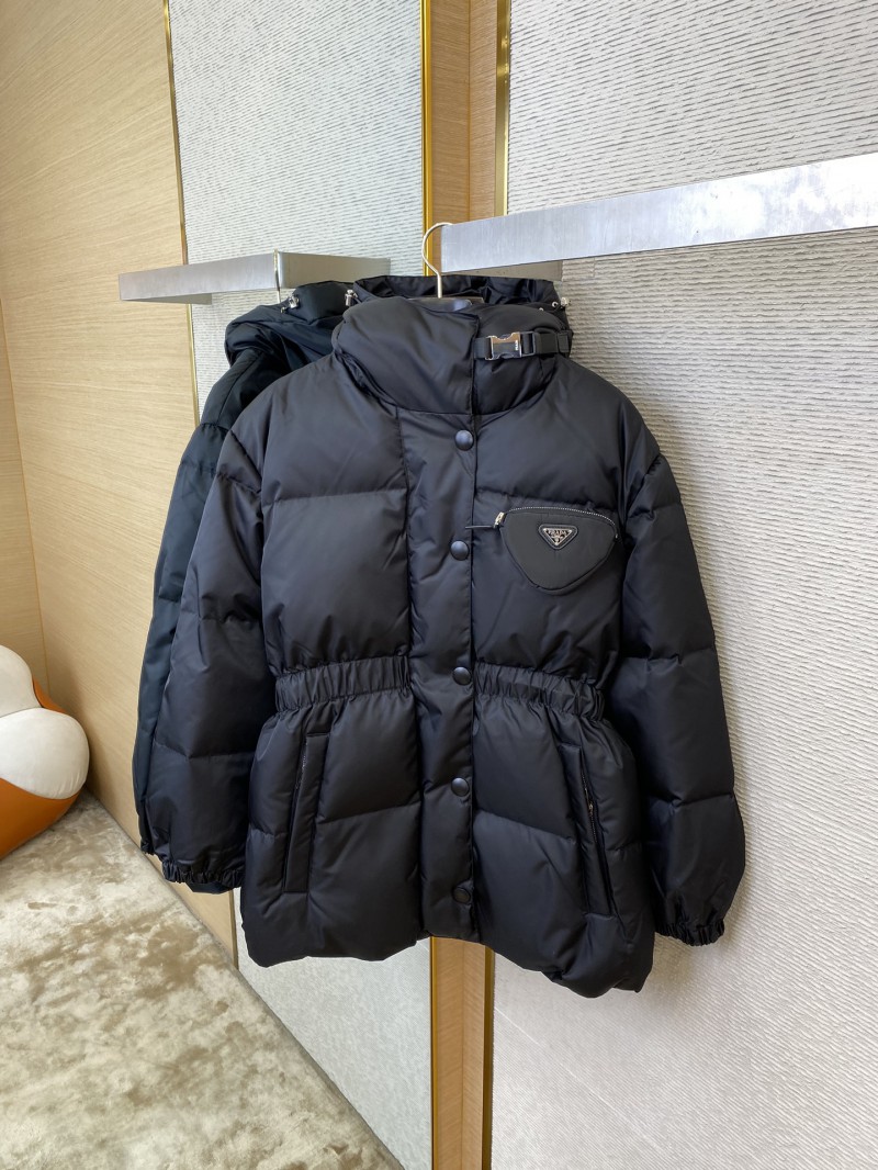Prada Mid-Length Waisted Triangle Label Down Jacket 6