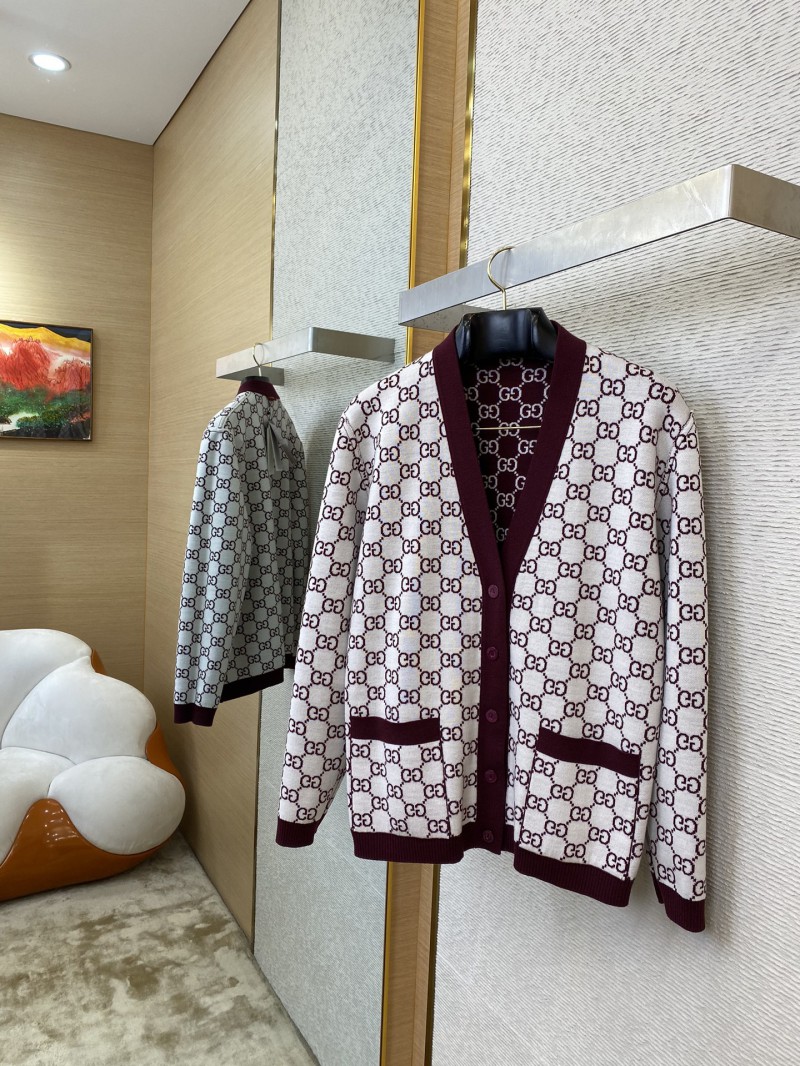 Gucci Printed Jacquard Reversible Knit Cardigan 6