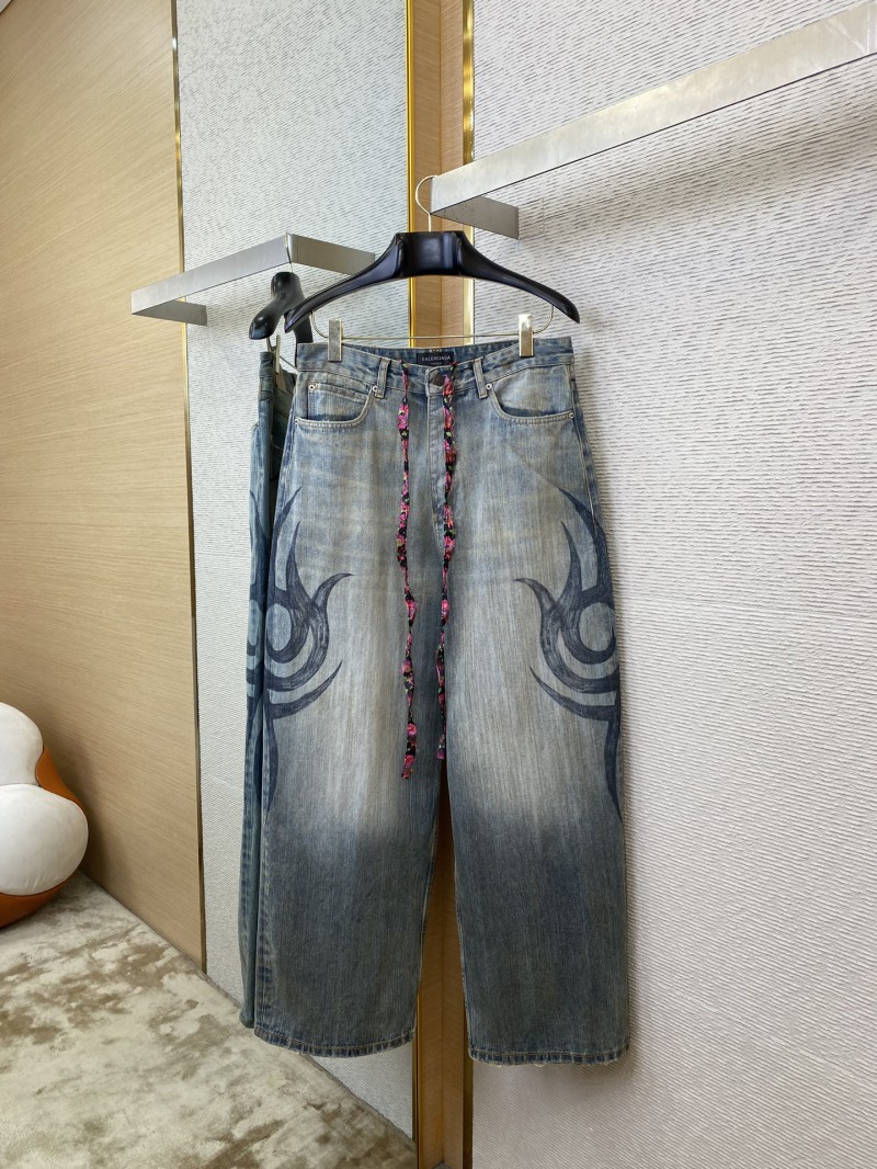 Balenciaga Y2K BAGGY Graffiti Print Denim Trousers 4