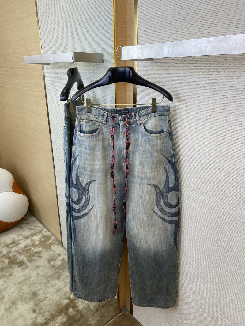 Balenciaga Y2K BAGGY Graffiti Print Denim Trousers 6