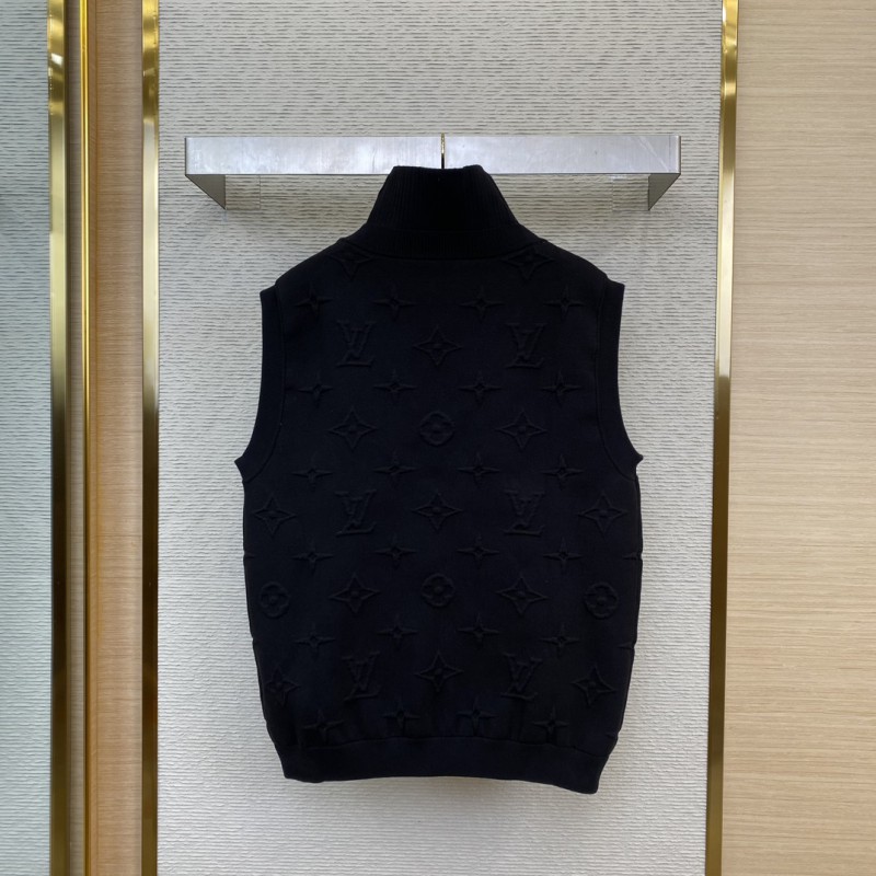 LV Half Zip Knit Dark Embossed Sleeveless Vest 1