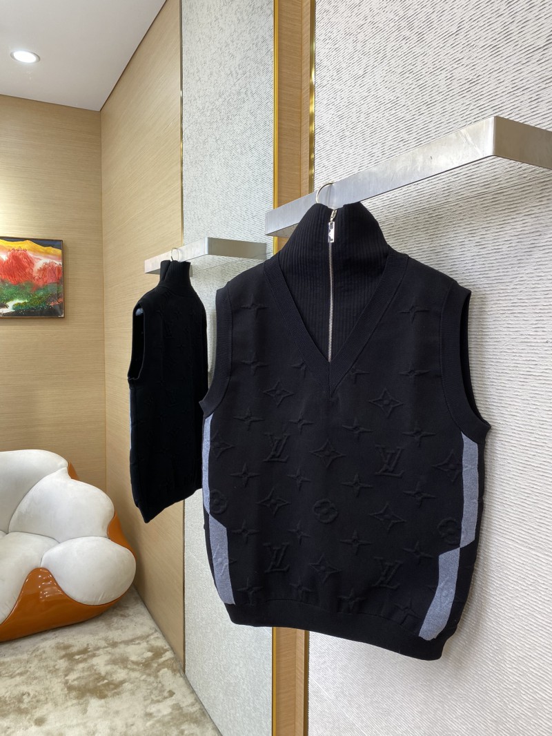 LV Half Zip Knit Dark Embossed Sleeveless Vest 2