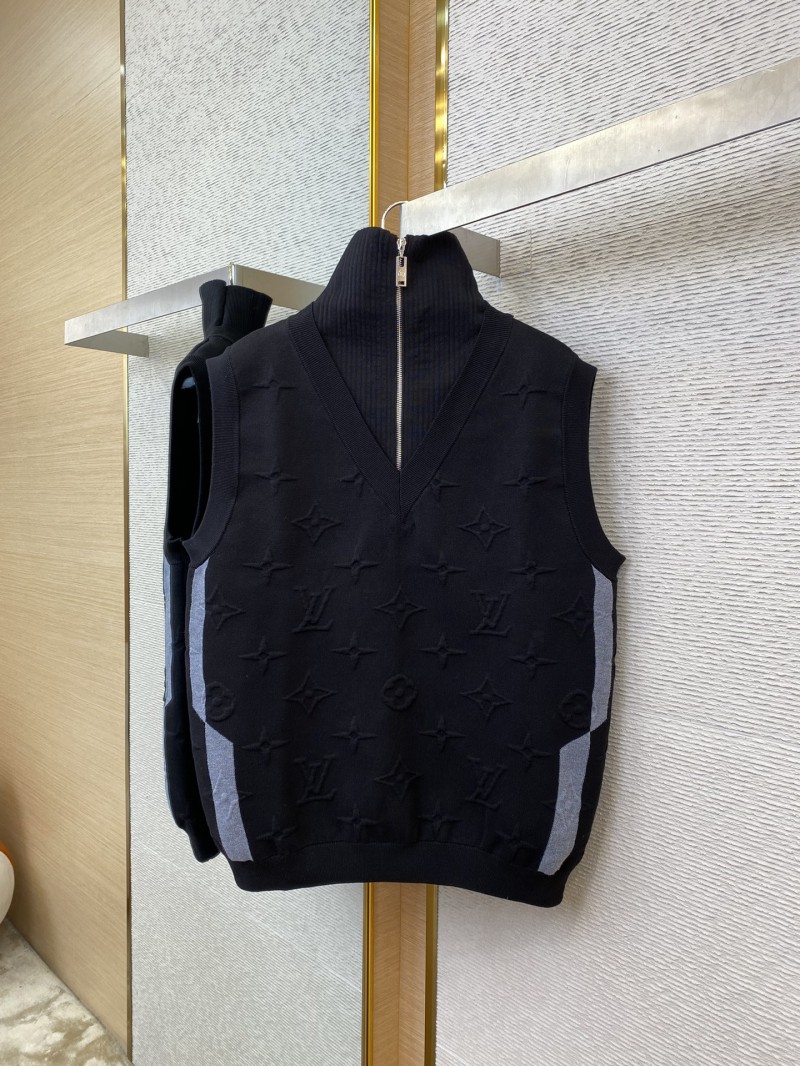 LV Half Zip Knit Dark Embossed Sleeveless Vest 4