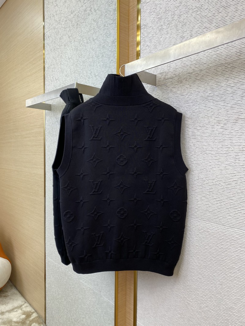LV Half Zip Knit Dark Embossed Sleeveless Vest 5