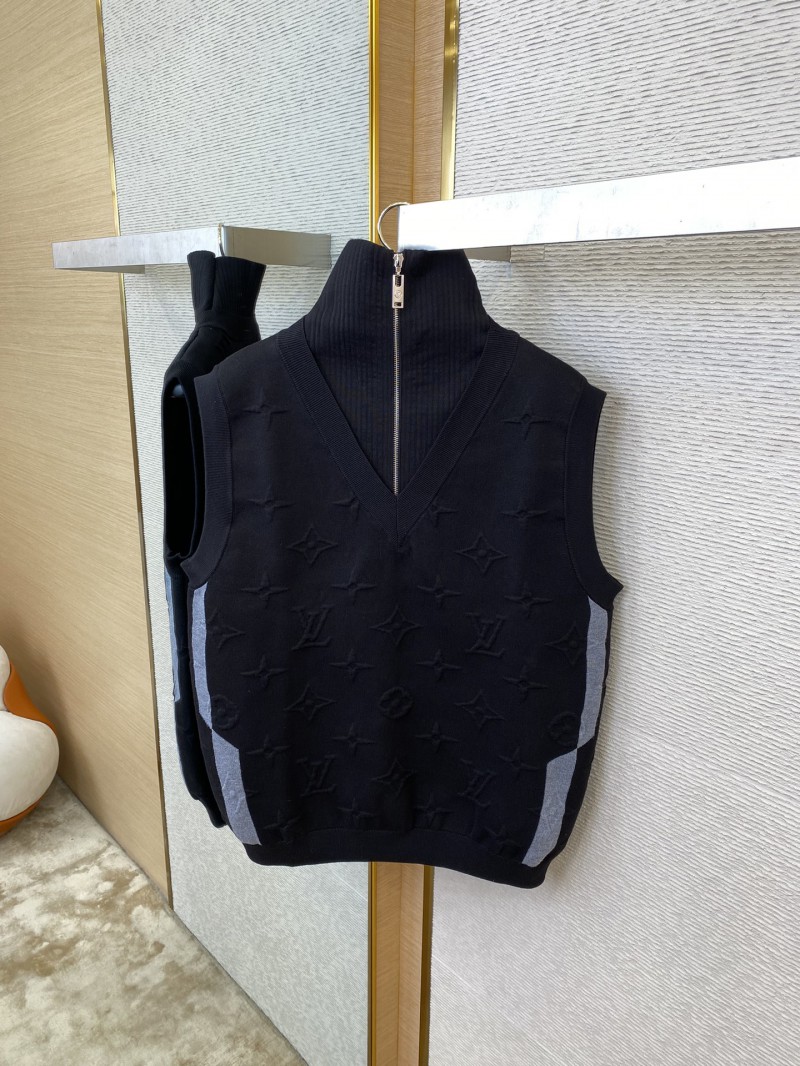 LV Half Zip Knit Dark Embossed Sleeveless Vest 6