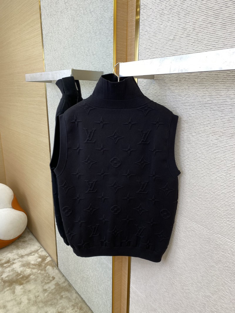 LV Half Zip Knit Dark Embossed Sleeveless Vest 7