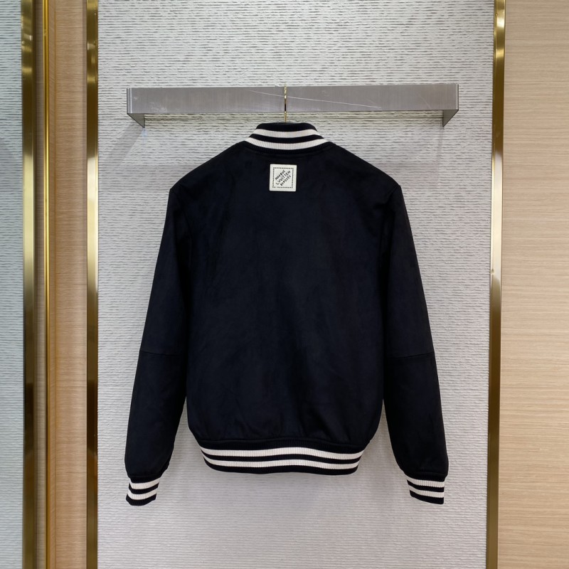LV logo diamond-embedded suede jacket 1