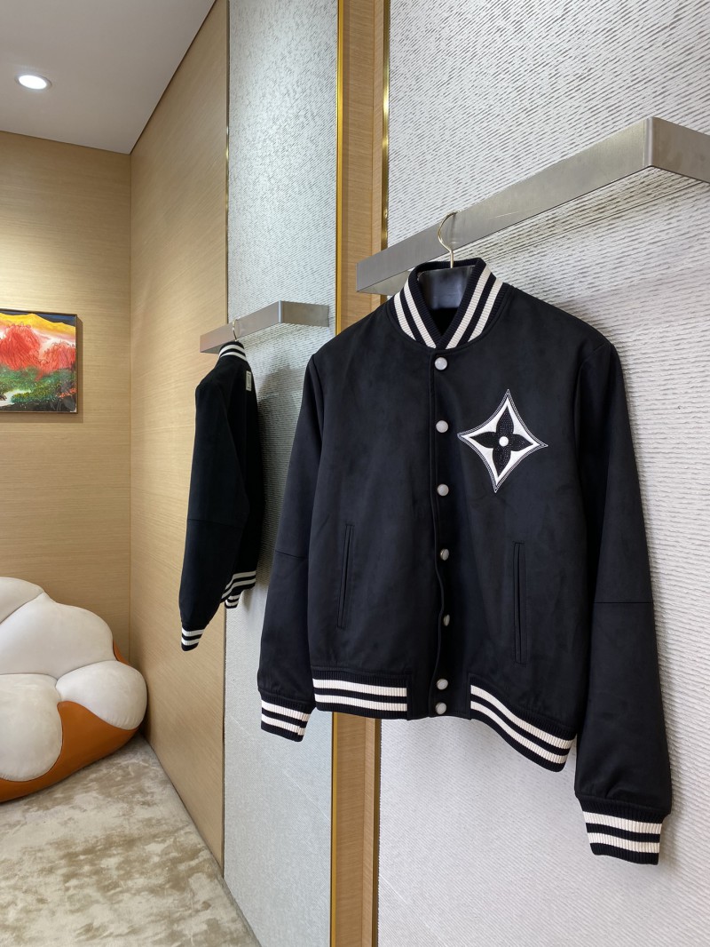 LV logo diamond-embedded suede jacket 2