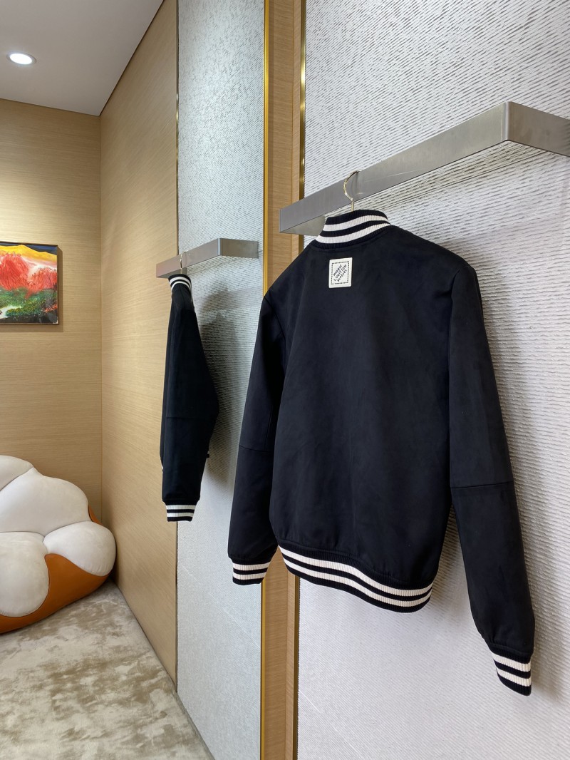 LV logo diamond-embedded suede jacket 3