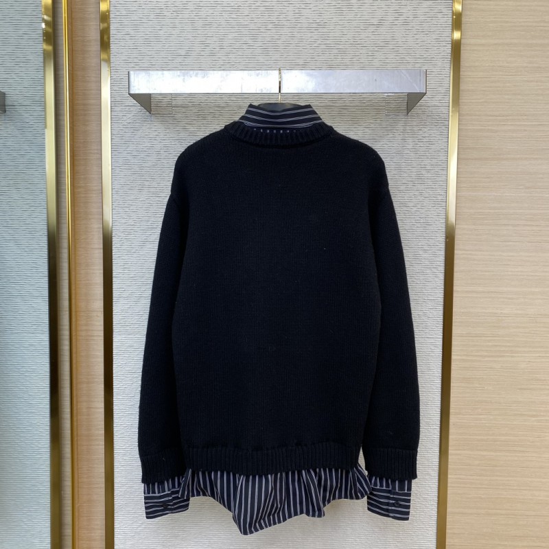 Balenciaga Shirt Patchwork V-Neck Sweater Black 1