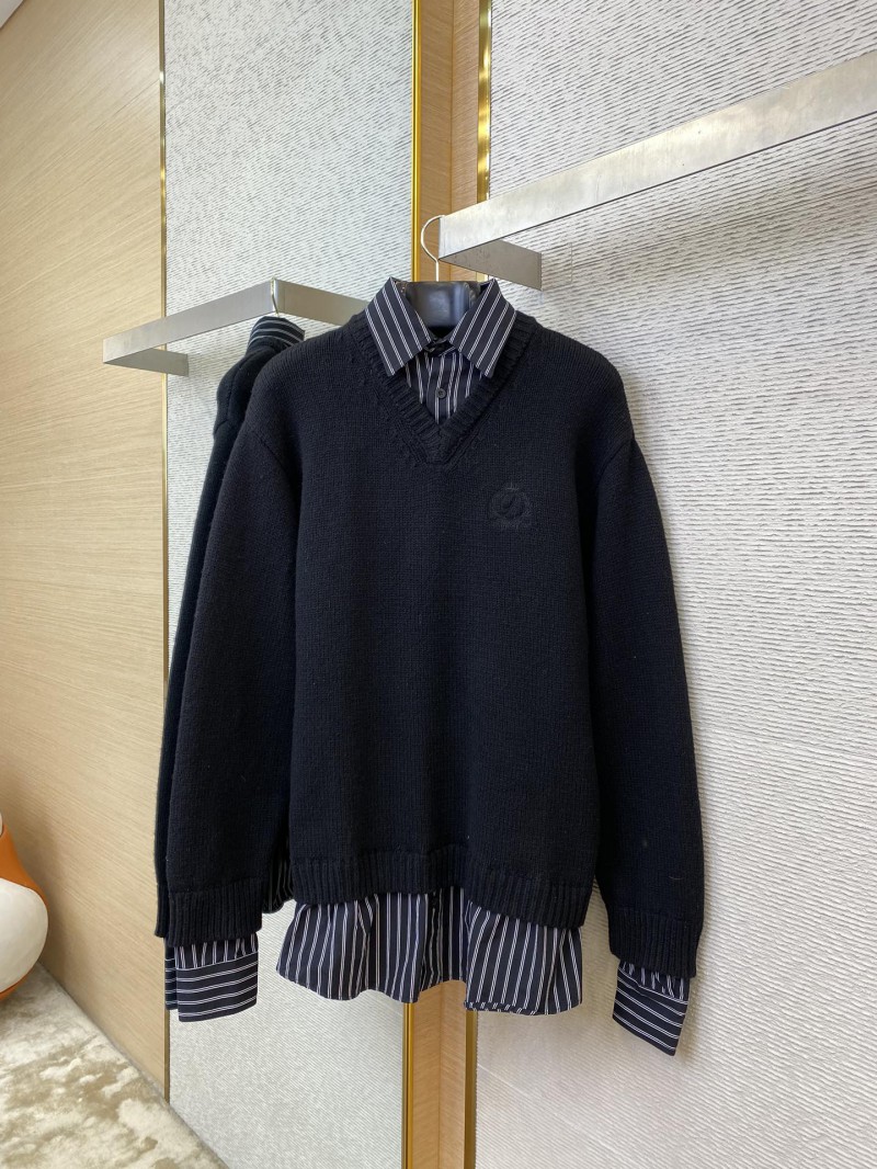 Balenciaga Shirt Patchwork V-Neck Sweater Black 4