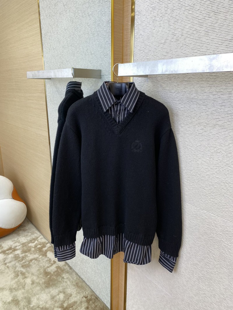 Balenciaga Shirt Patchwork V-Neck Sweater Black 6