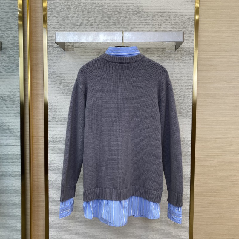 Balenciaga Shirt Patchwork V-Neck Sweater Grey 1
