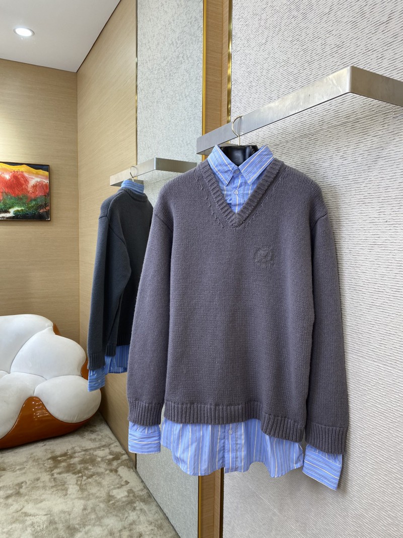 Balenciaga Shirt Patchwork V-Neck Sweater Grey 2