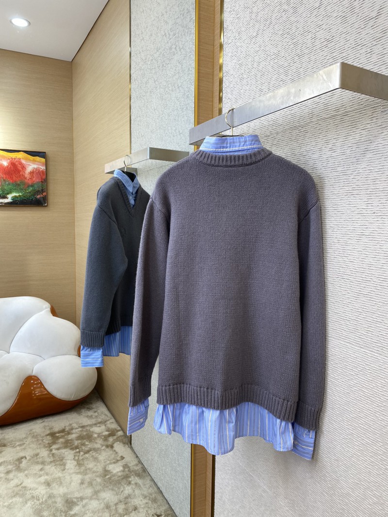 Balenciaga Shirt Patchwork V-Neck Sweater Grey 3