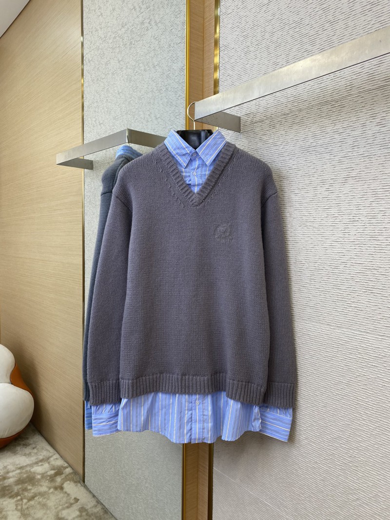 Balenciaga Shirt Patchwork V-Neck Sweater Grey 4