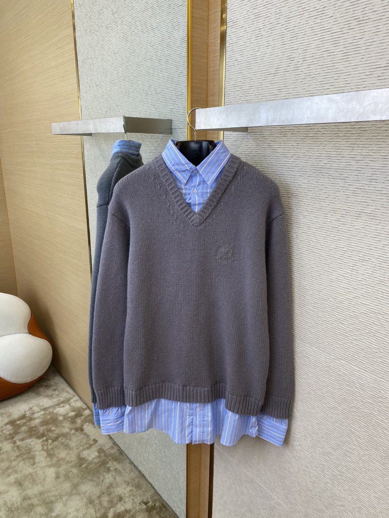 Balenciaga Shirt Patchwork V-Neck Sweater Grey 6