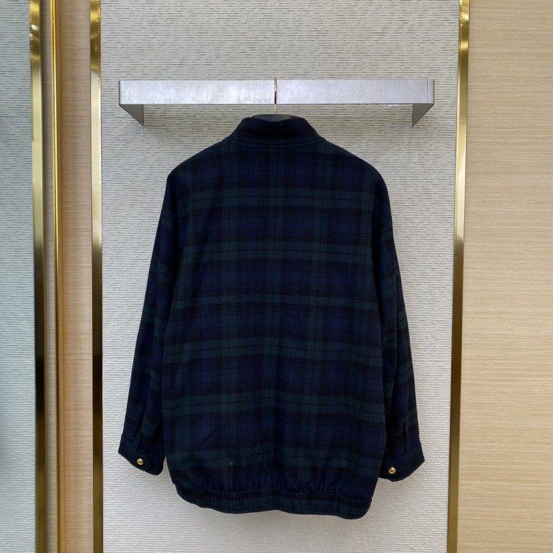 Miu Miu Checked Wool Stand-Up Jacket Coat 1