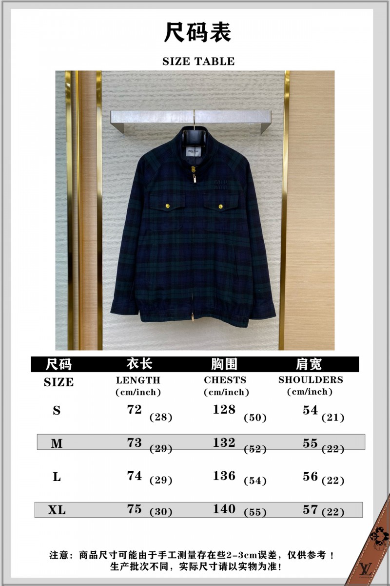 Miu Miu Checked Wool Stand-Up Jacket Coat 9