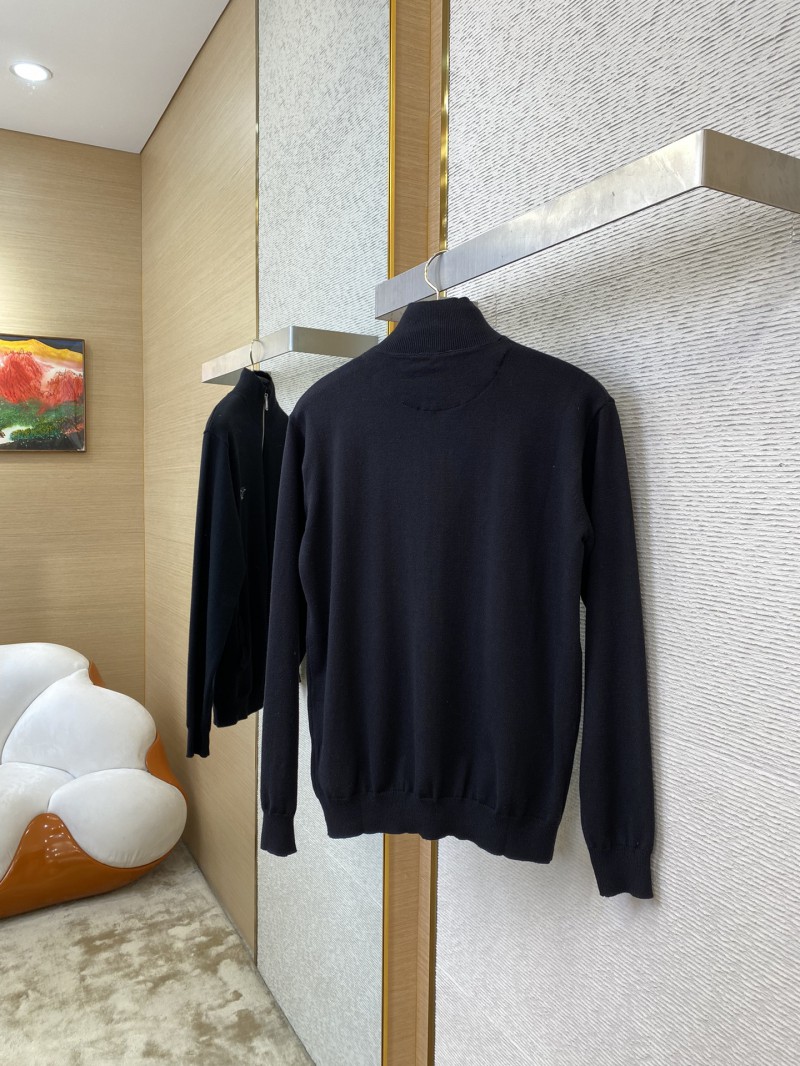Prada Wool Leather Label Zip Cardigan 3