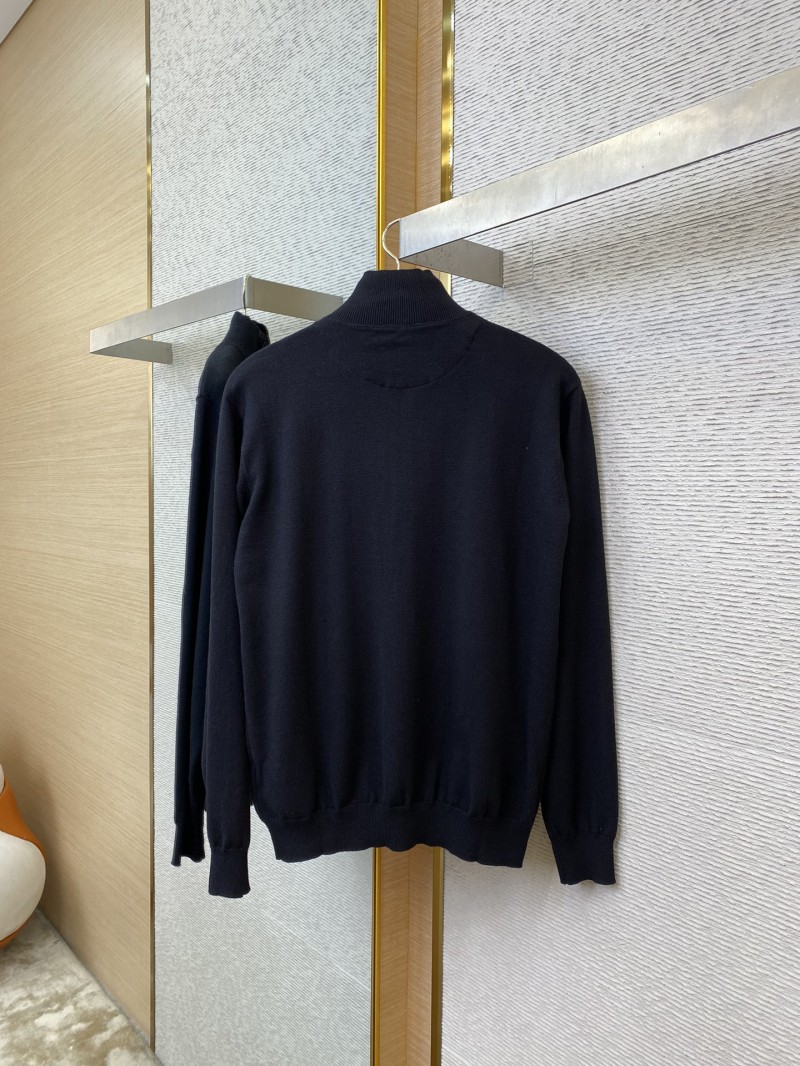 Prada Wool Leather Label Zip Cardigan 5