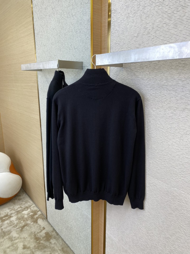Prada Wool Leather Label Zip Cardigan 7