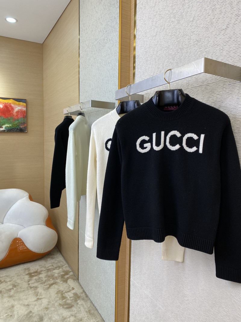 Gucci Chest Letter Sweater White 2