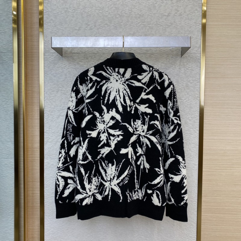 LV Thistle Jacquard Pattern Knitted Cardigan 1