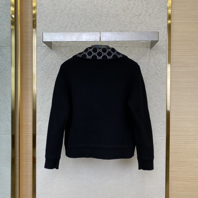 Gucci Rhinestone Lapel Knit Short Jacket 1