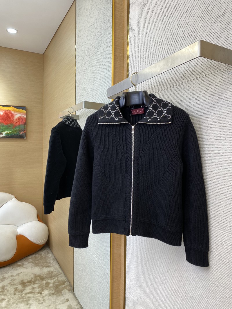 Gucci Rhinestone Lapel Knit Short Jacket 2