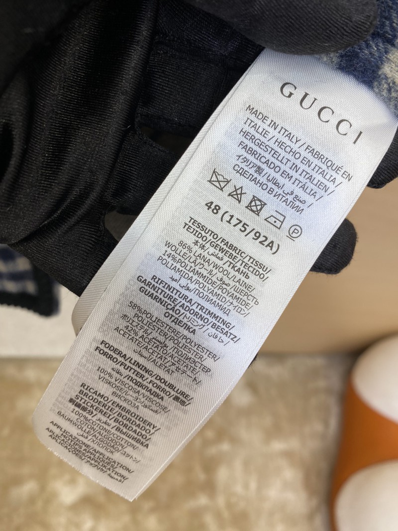 Gucci Thousand Bird Check Coarse Weave Tweed Wool Jacket 8