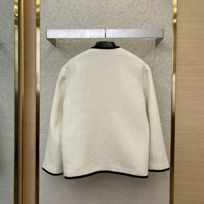 Gucci Badge Logo Tweed Wool Jacket White 1