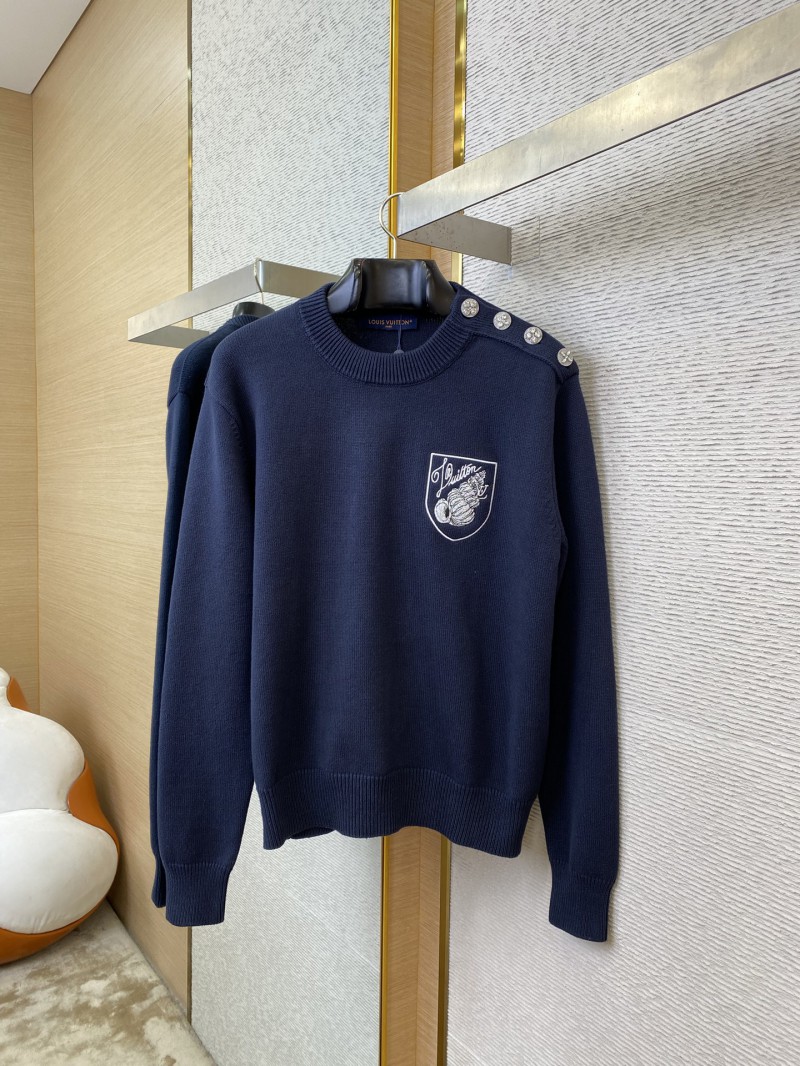 LV Knit Shoulder Button Crew Neck Sweater 4