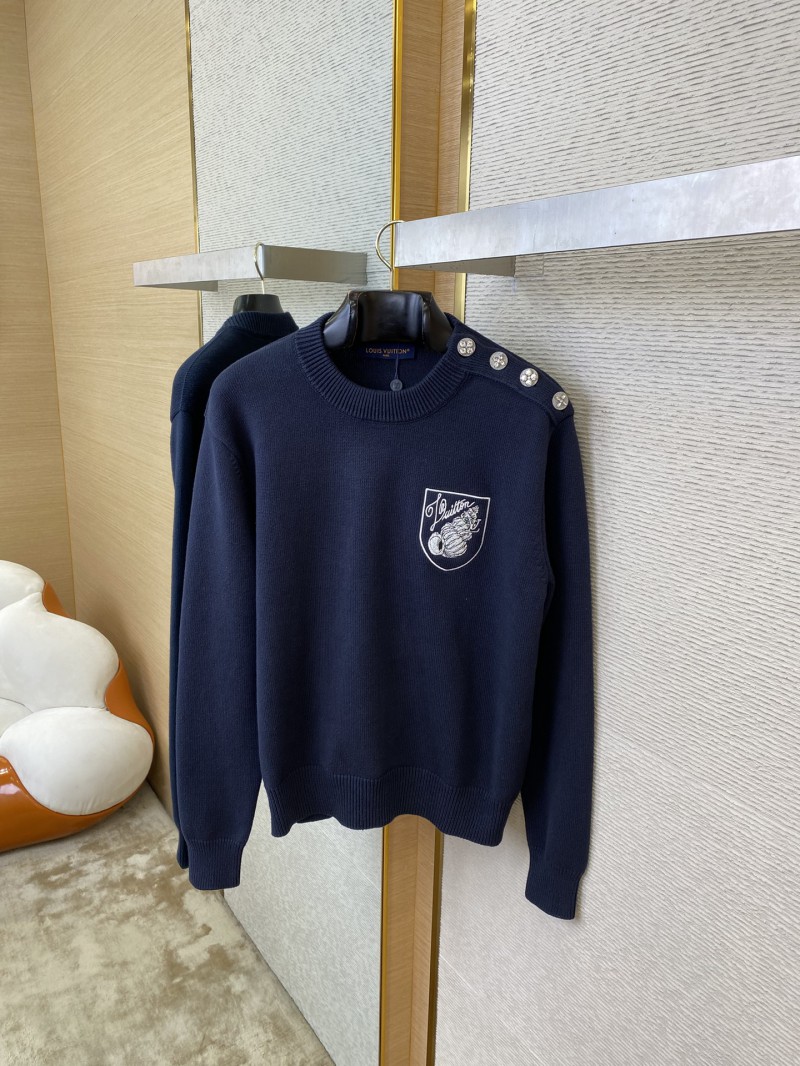 LV Knit Shoulder Button Crew Neck Sweater 6