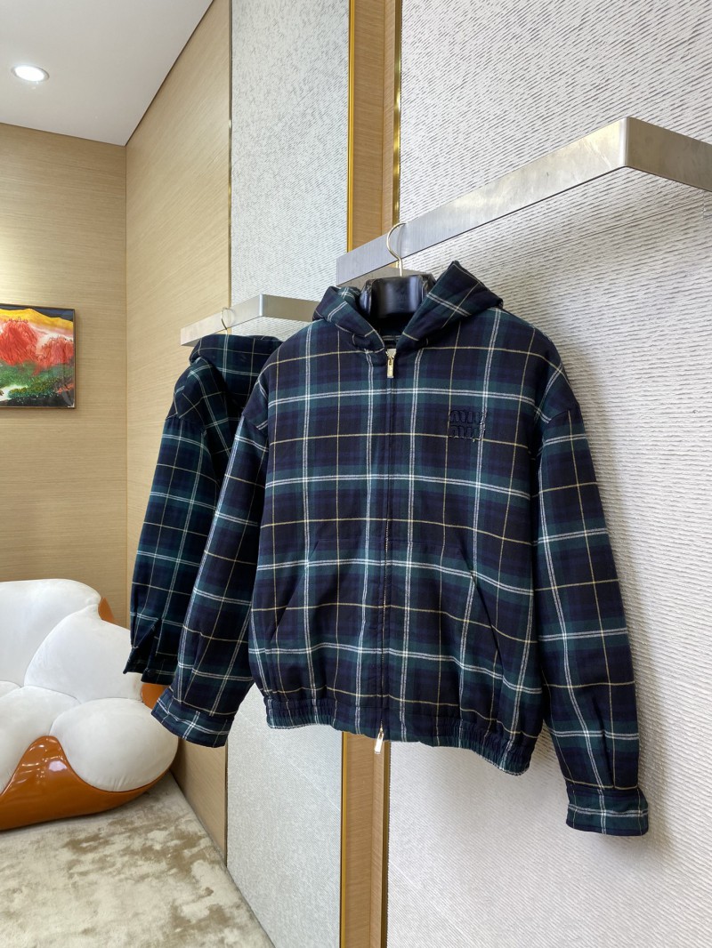 Miu Miu Check Hooded Jacket Cotton Jacket 2