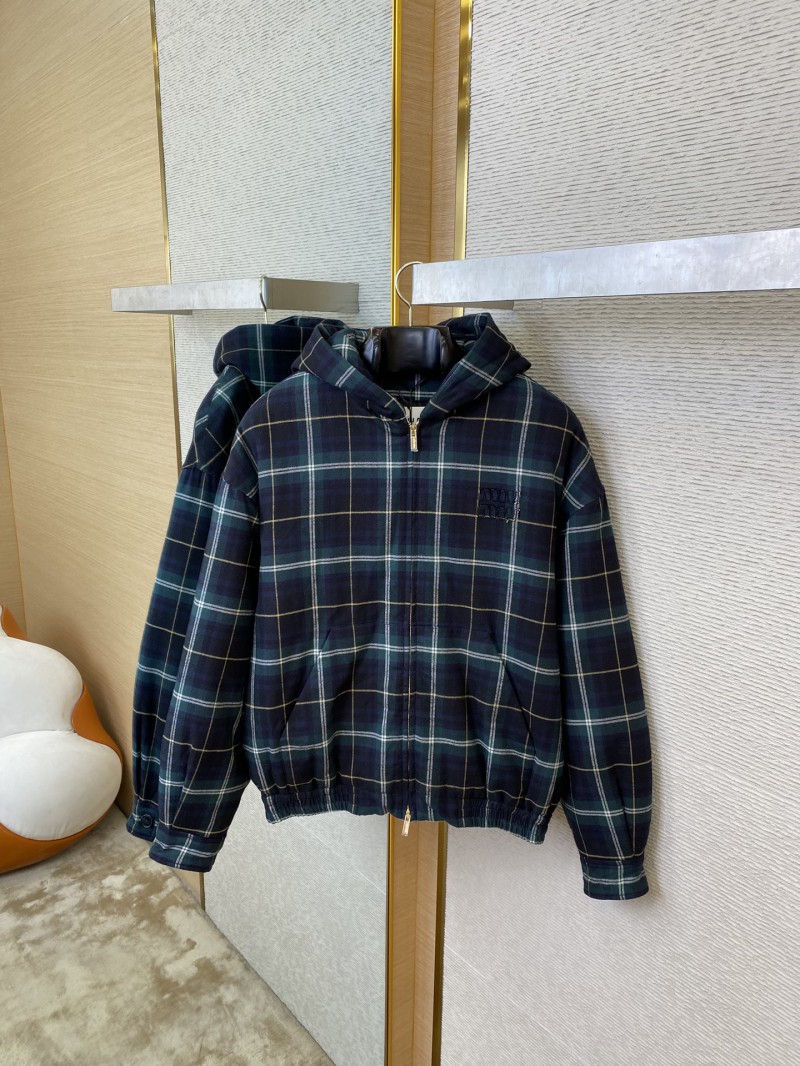 Miu Miu Check Hooded Jacket Cotton Jacket 6