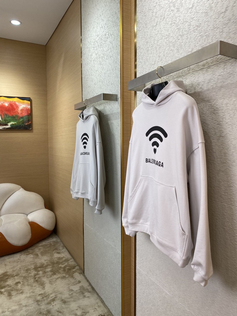 Balenciaga Love Heart Wireless Print Hooded Sweatshirt White 2