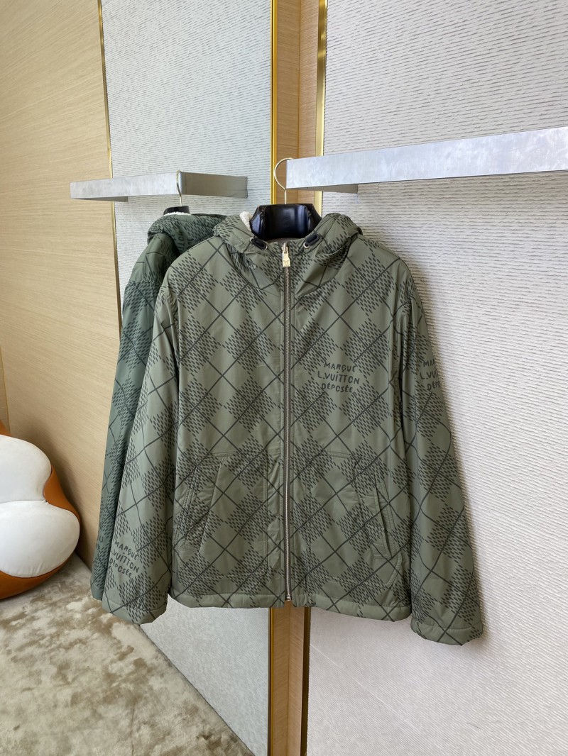 LV diamond check reversible lambswool zip-up jacket green 4