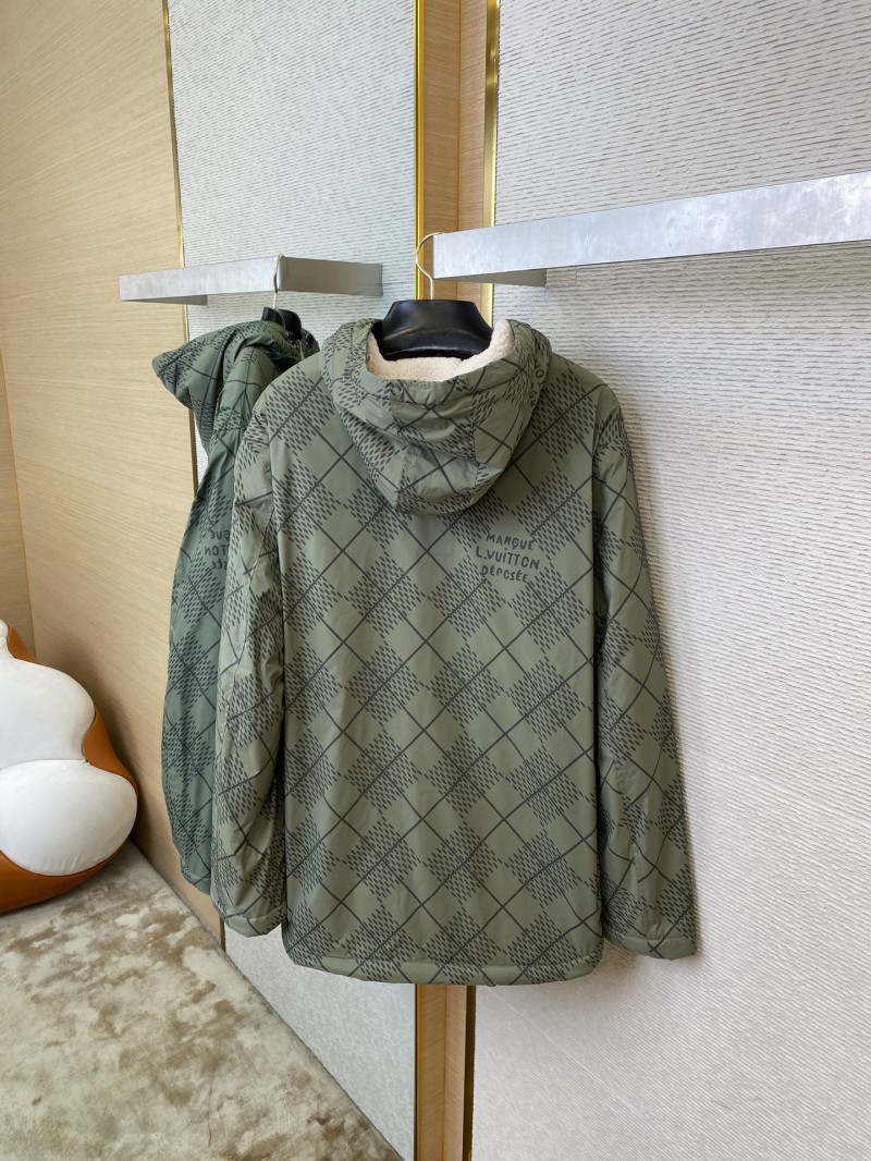 LV diamond check reversible lambswool zip-up jacket green 5
