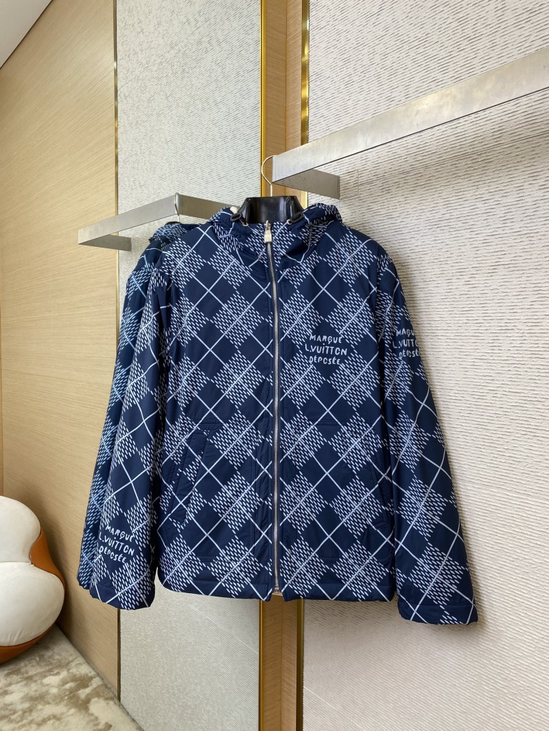 LV Lattice Reversible Lamb's Wool Zip-Up Jacket Navy 4