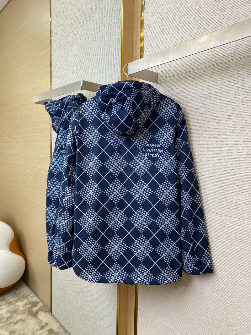 LV Lattice Reversible Lamb's Wool Zip-Up Jacket Navy 5