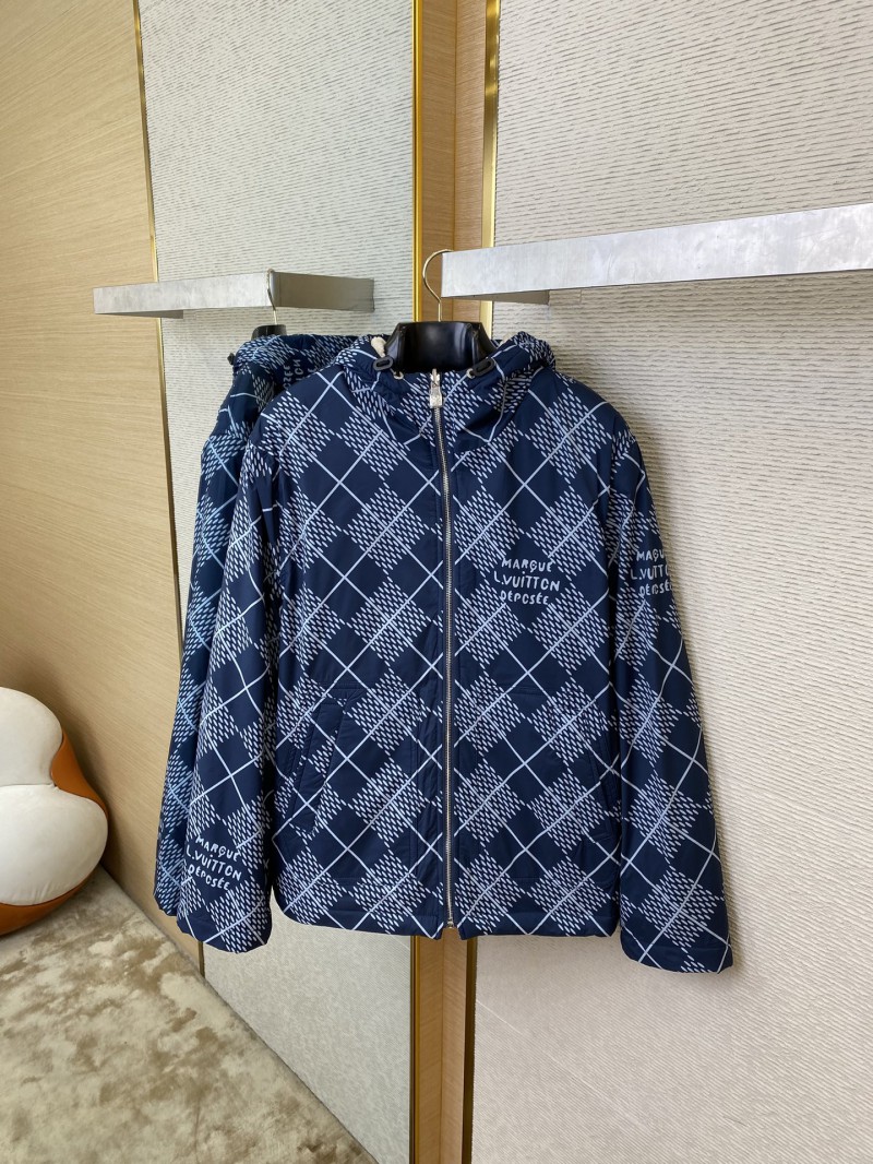 LV Lattice Reversible Lamb's Wool Zip-Up Jacket Navy 6