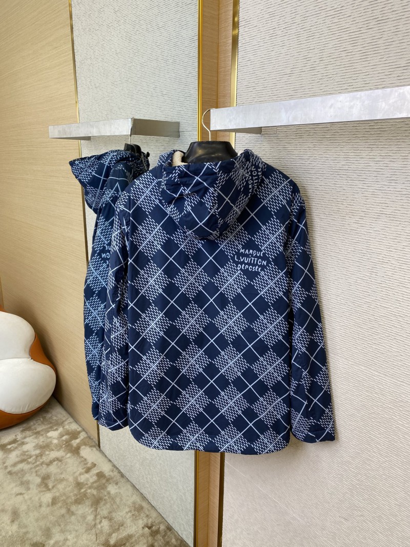 LV Lattice Reversible Lamb's Wool Zip-Up Jacket Navy 7