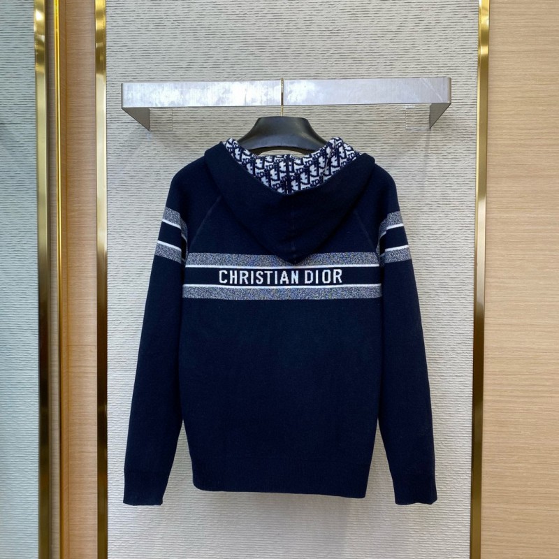 Dior reversible jacquard knit cashmere jacket navy blue 1