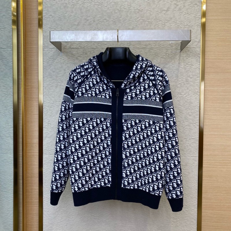 Dior reversible jacquard knit cashmere jacket navy blue 2