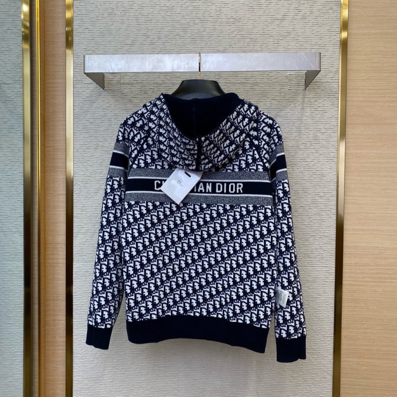 Dior reversible jacquard knit cashmere jacket navy blue 3