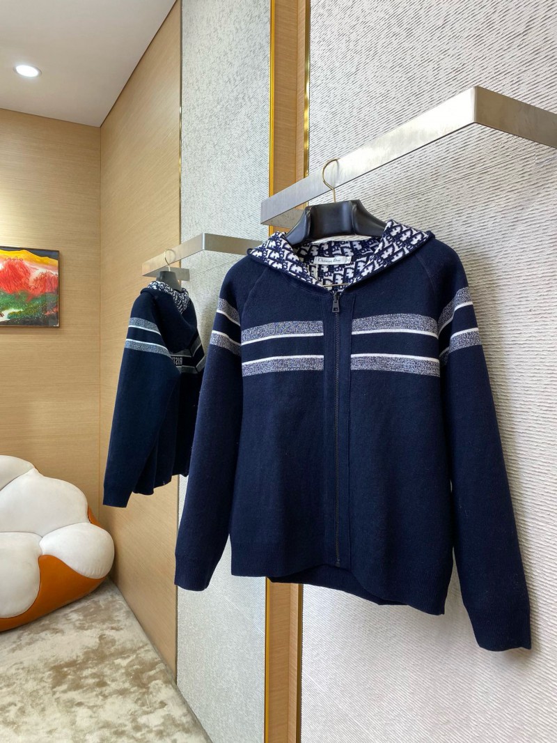 Dior reversible jacquard knit cashmere jacket navy blue 4