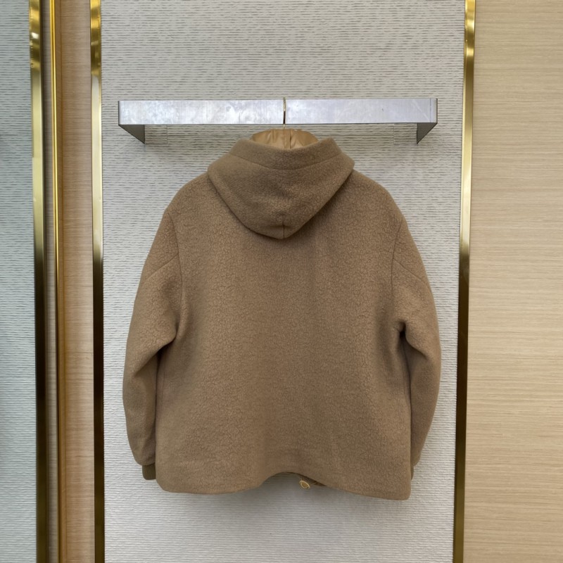 Miu Miu Hooded Long Sleeve Tweed Jacket 1